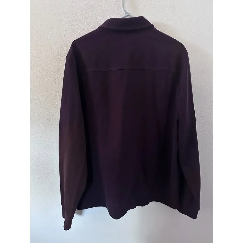 Perry Ellis mens size XL‎ maroon purple bomber jacket zip up cotton blend
